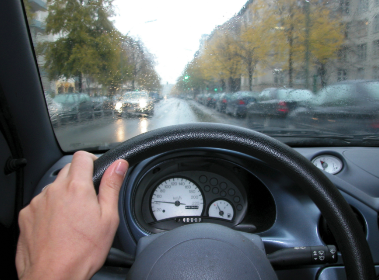 Car Driving in the Rain. Driver rain